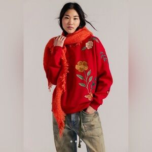 Free People Denim and Bone Songbird Sweatshirt